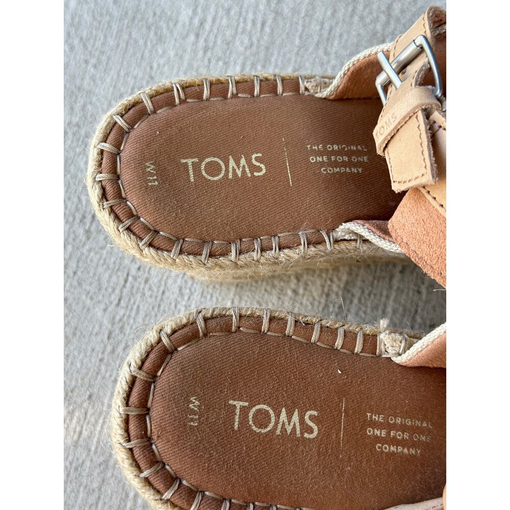 Toms Beige Monica Wedge Heeled Espadrille Sandals Women’s 11 Canvas Beach Boho - Picture 10 of 10